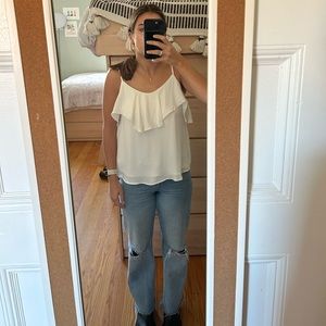 Strut & Bolt White Ruffle Tank